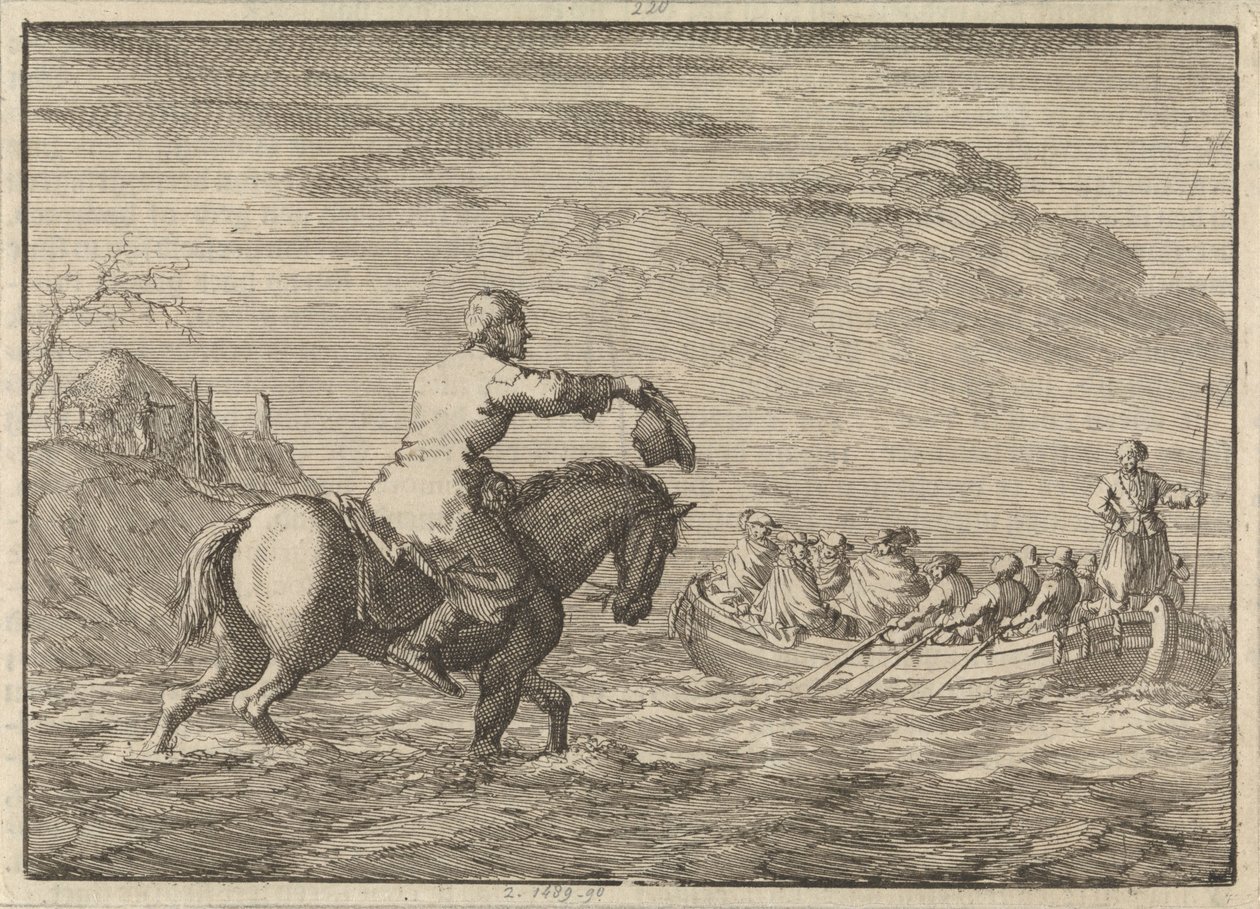 Przybycie Wilhelma III na Oranjepolder na barce wiosłowej, 1691 autorstwa Jan Luyken