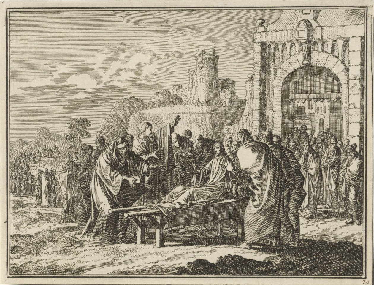 Chrystus wskrzesza syna wdowy z Nain autorstwa Jan Luyken