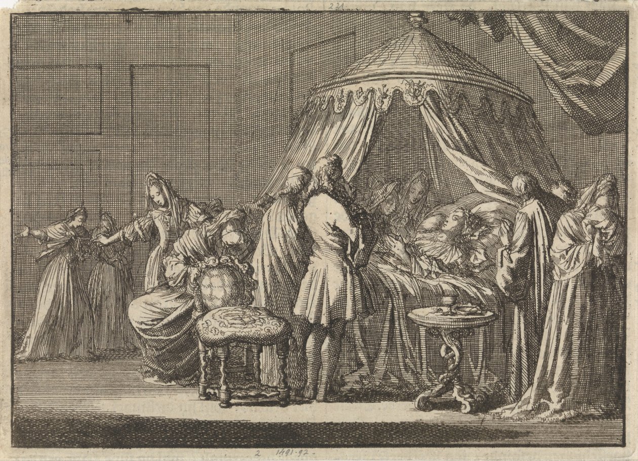 Śmierć Marii II Stuart, królowej Anglii, 1695 autorstwa Jan Luyken