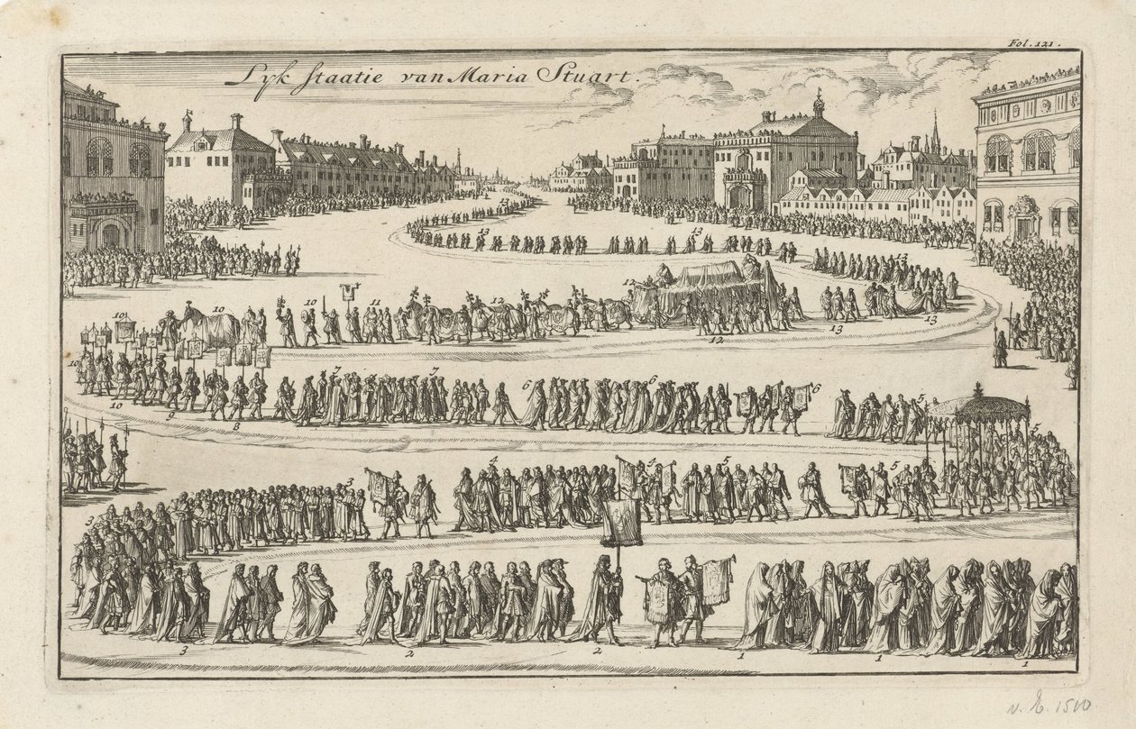 Pogrzeb królowej Marii II Stuart, 1695 Stan Lyk Mary Stuart (tytuł na obiekcie) autorstwa Jan Luyken