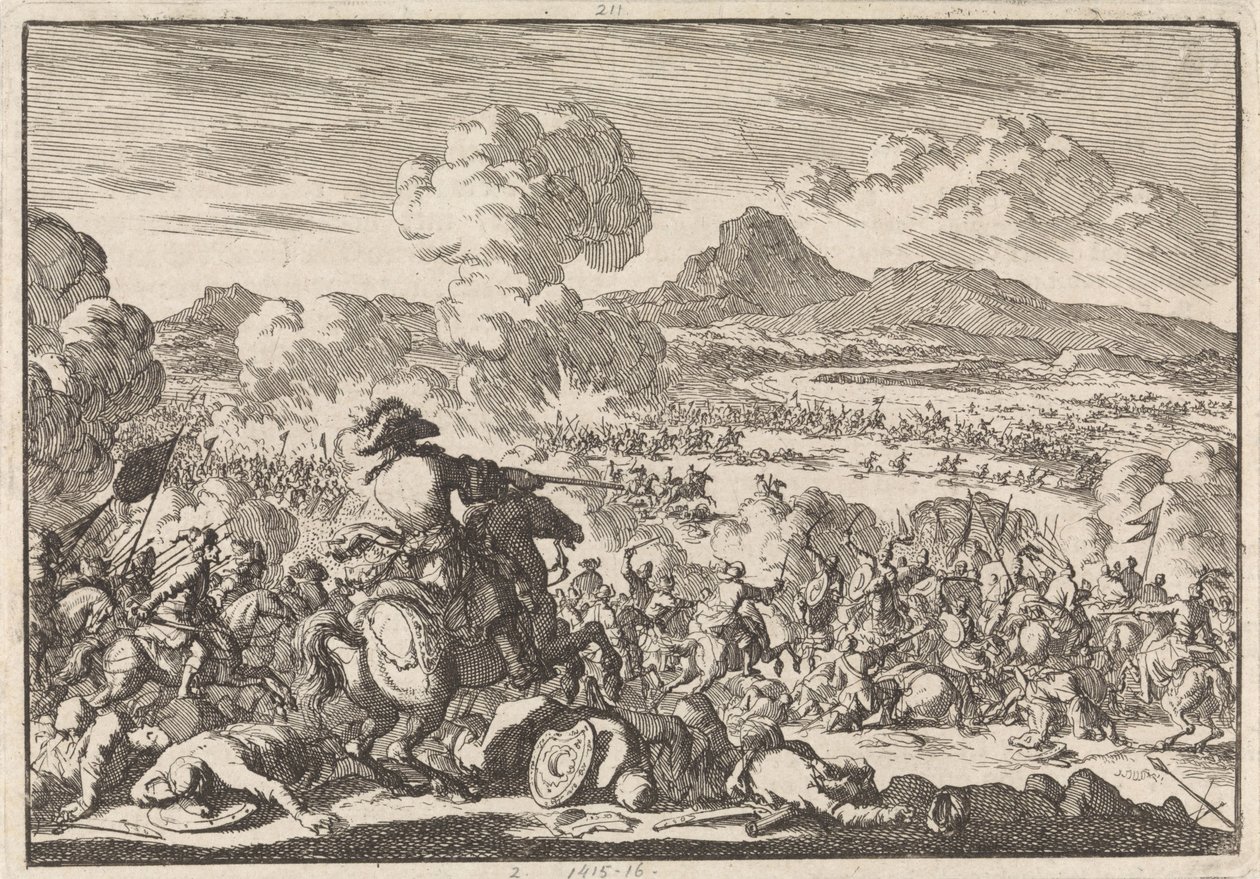 Zwycięstwo księcia Eugeniusza nad Turkami nad Cisą, 1697 autorstwa Jan Luyken