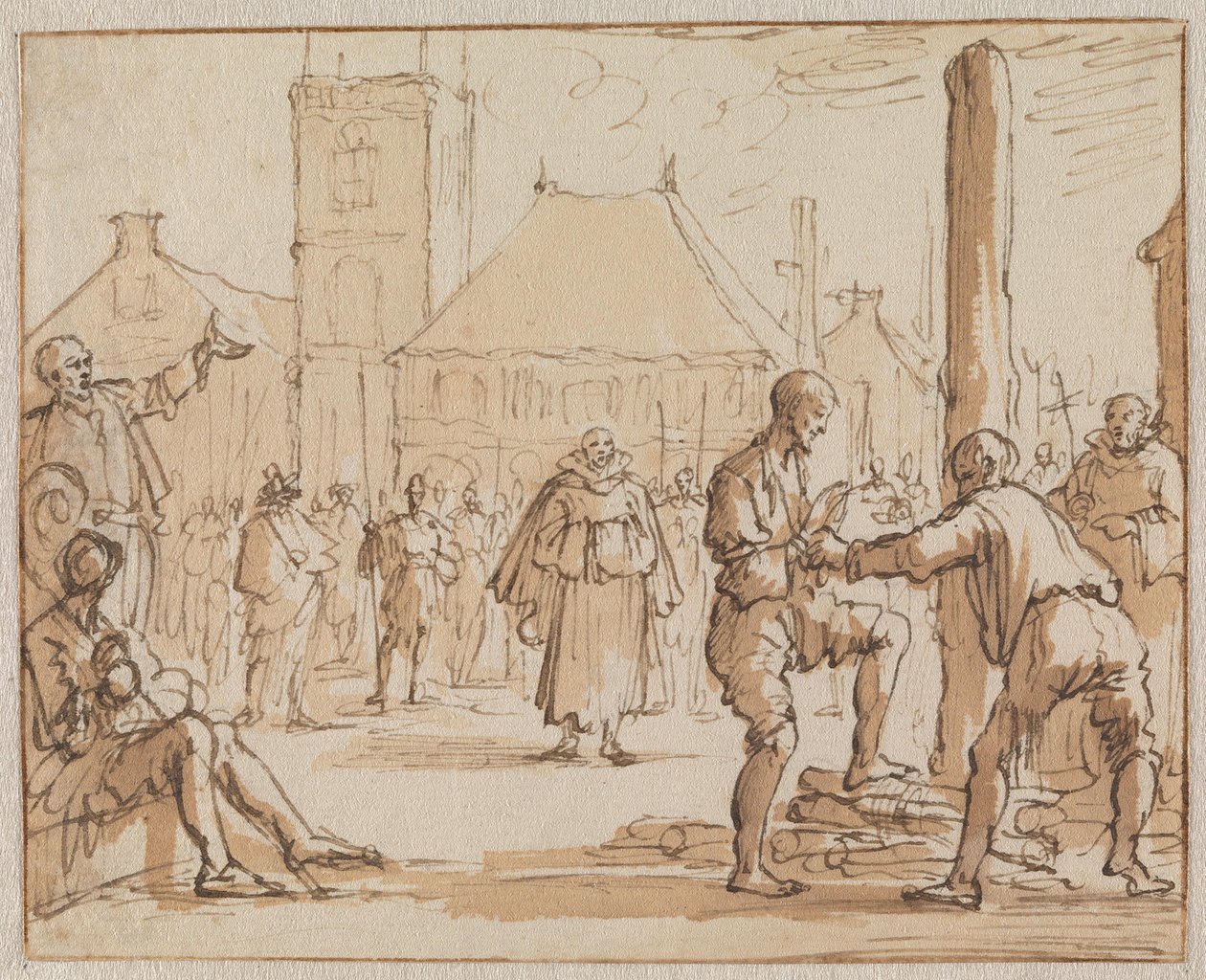 Pieter Bekjen wchodzi na stos w Amsterdamie w 1569 roku autorstwa Jan Luyken