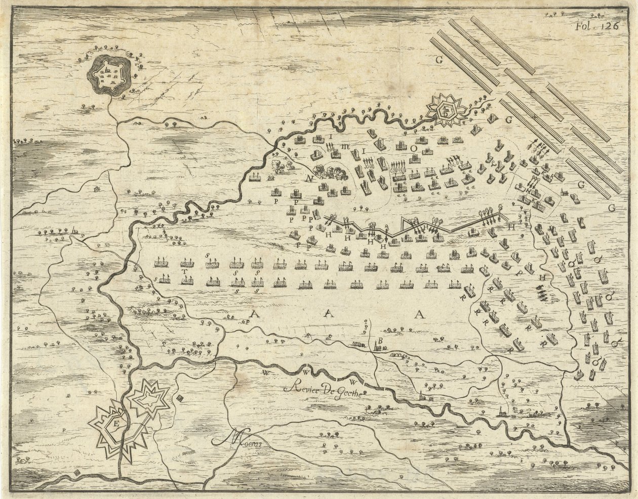 Mapa bitwy pod Landen autorstwa Jan Luyken