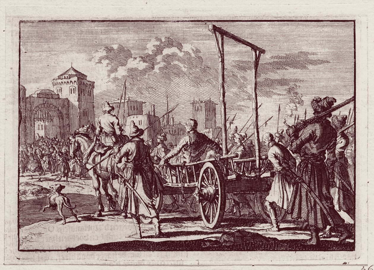 Stenka Razin przed egzekucją w Moskwie, 1698 autorstwa Jan Luyken