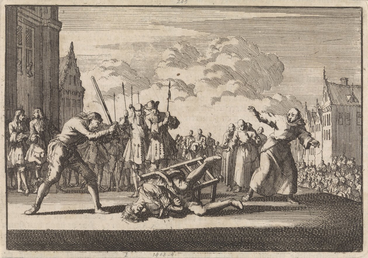W Moguncji cesarski komisarz wojny Cronsbruck zostaje ścięty, 1691 r autorstwa Jan Luyken