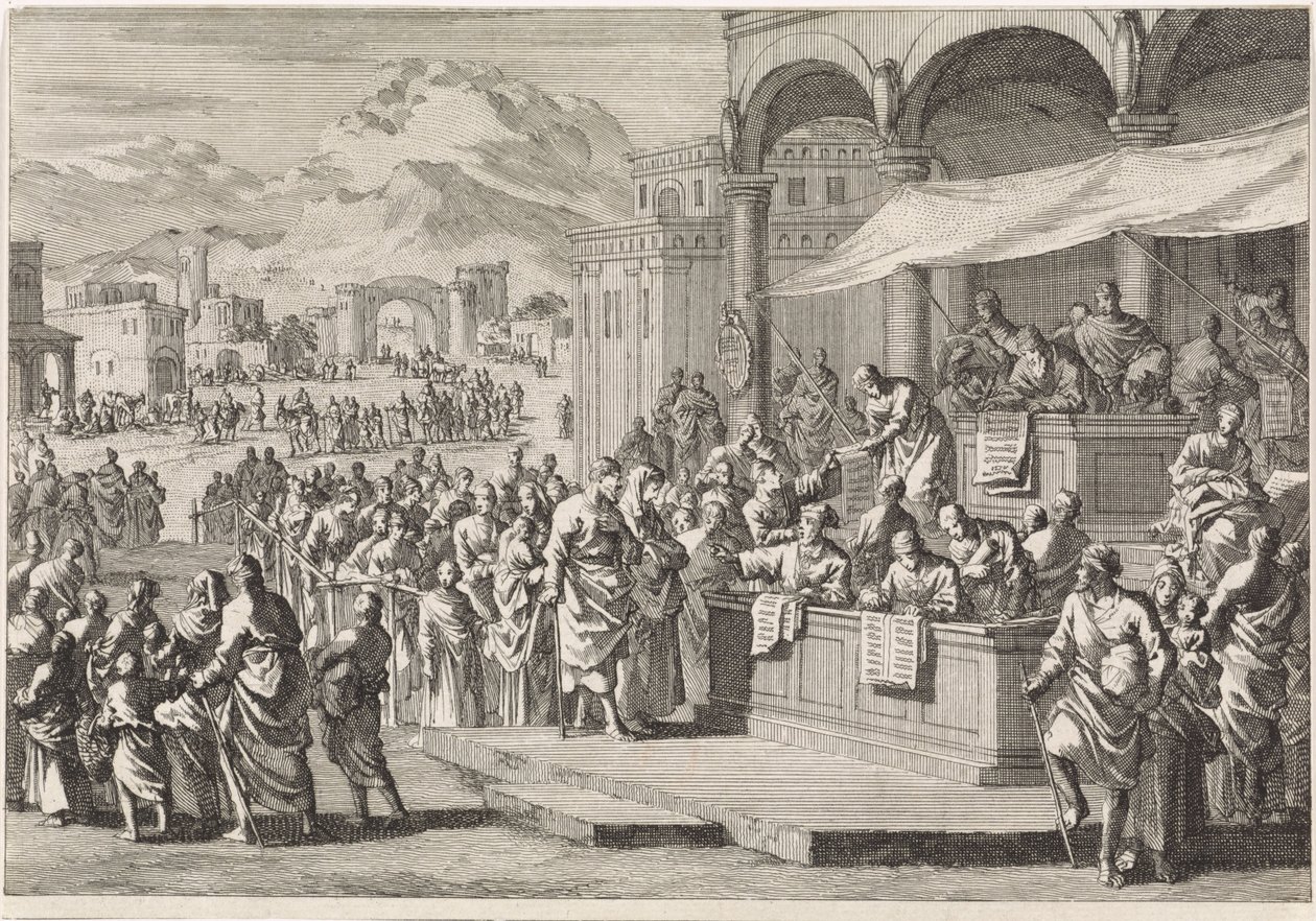 Spis ludności w Betlejem autorstwa Jan Luyken