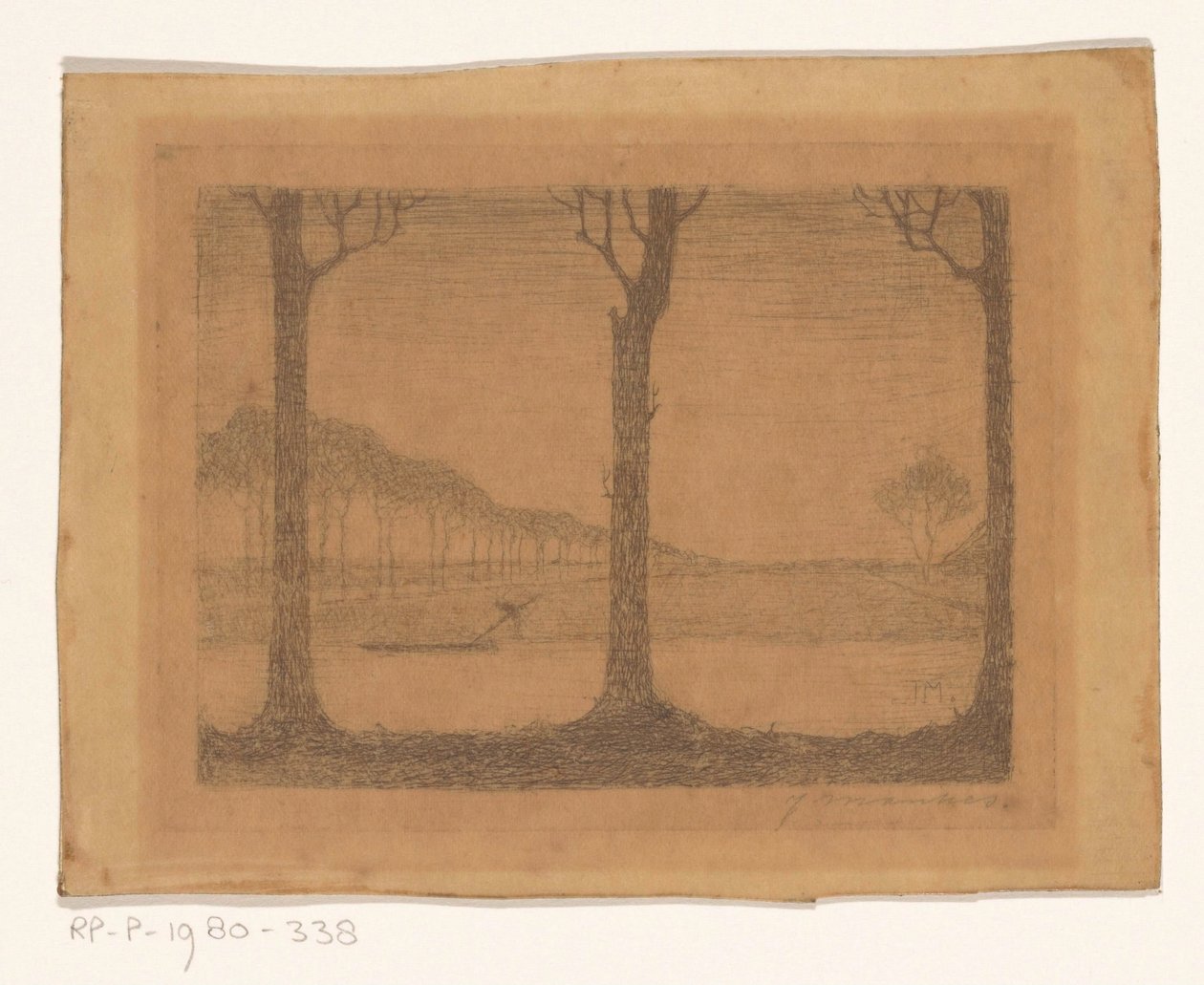 Drzewa wzdłuż kanału przy Woudsterweg autorstwa Jan Mankes (signed by artist)