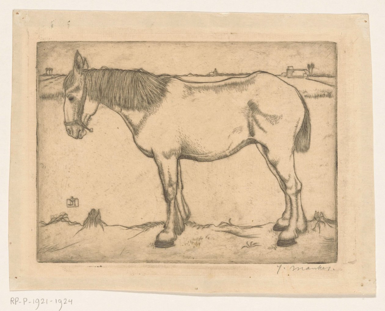 Koń autorstwa Jan Mankes (signed by artist)