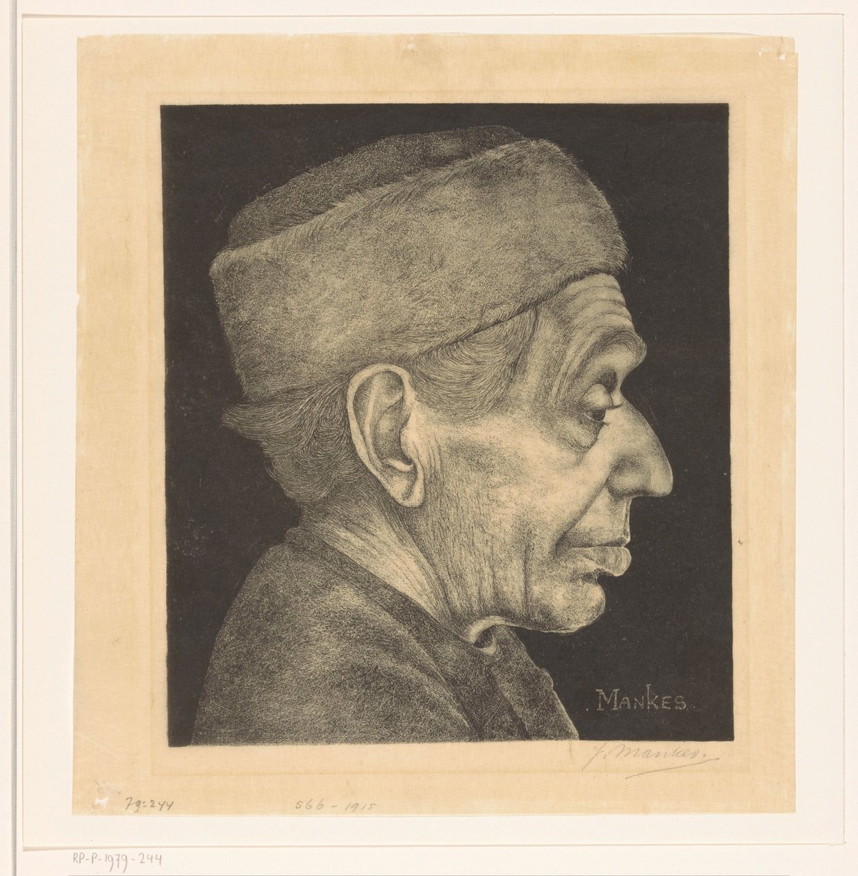 Portret Douwe w kapeluszu autorstwa Jan Mankes (signed by artist)