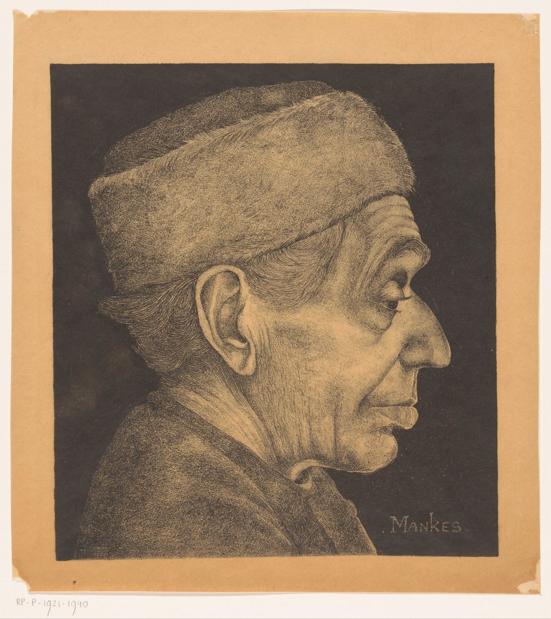 Portret Douwe w kapeluszu autorstwa Jan Mankes