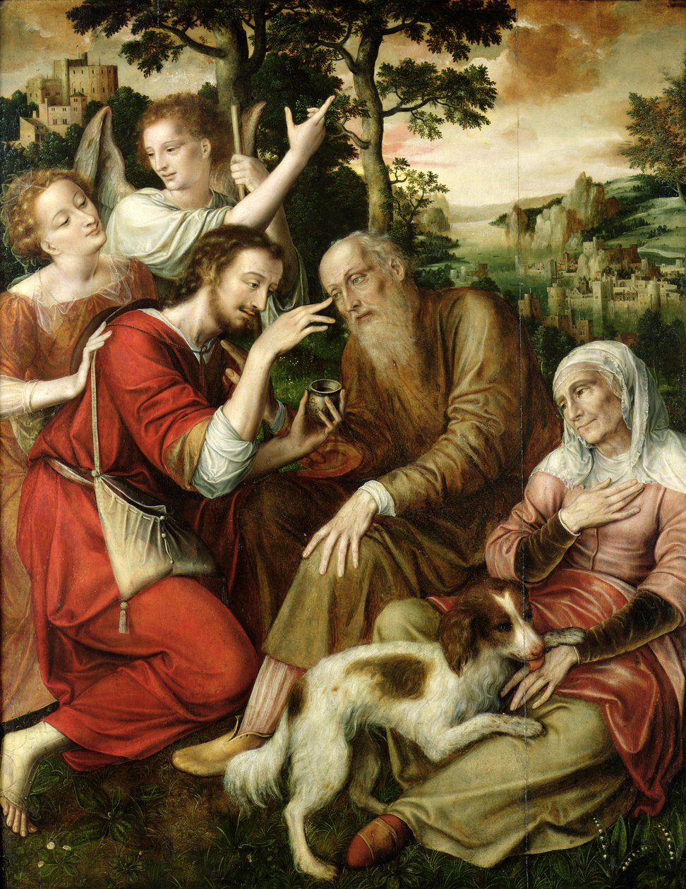 Tobiasz leczący ślepotę ojca, 1563 autorstwa Jan Massys or Metsys