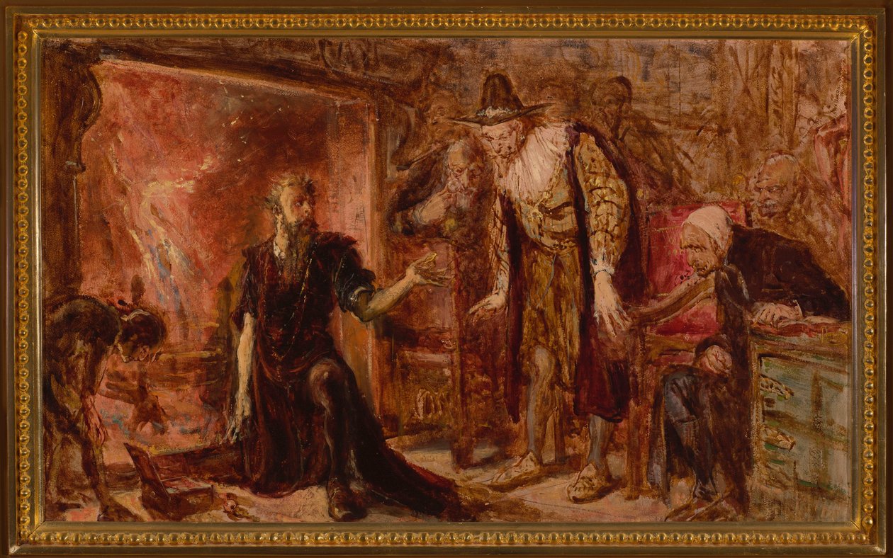 Alchemik Sędziwój i Zygmunt III, szkic autorstwa Jan Matejko