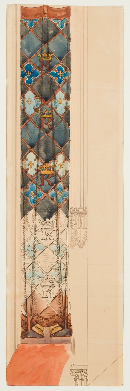 Kartonskizze für die Polychromie der Marienkirche - Fries mit geometrischem Muster autorstwa Jan Matejko
