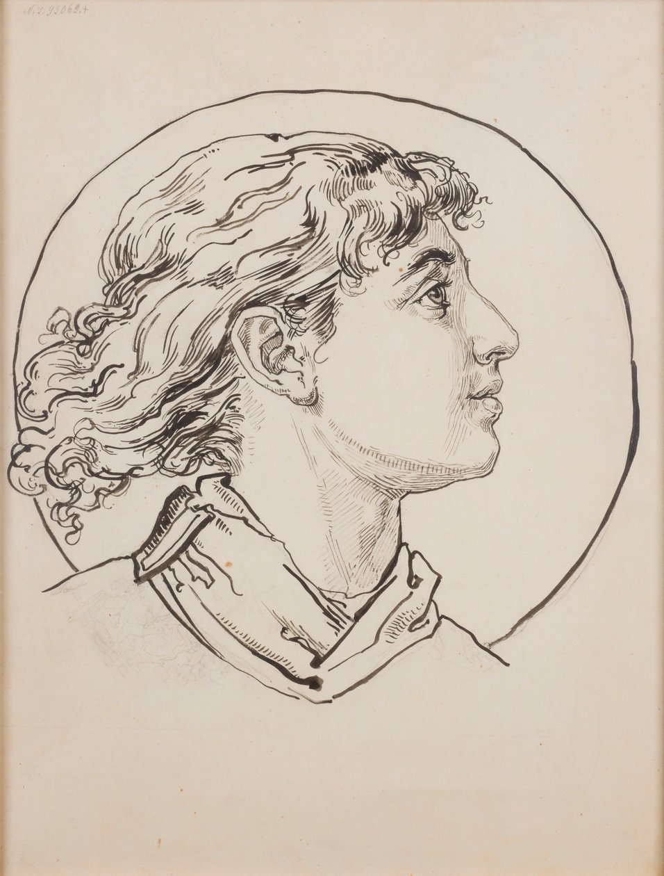 Karton do polichromii Kościoła Mariackiego - Głowa anioła autorstwa Jan Matejko