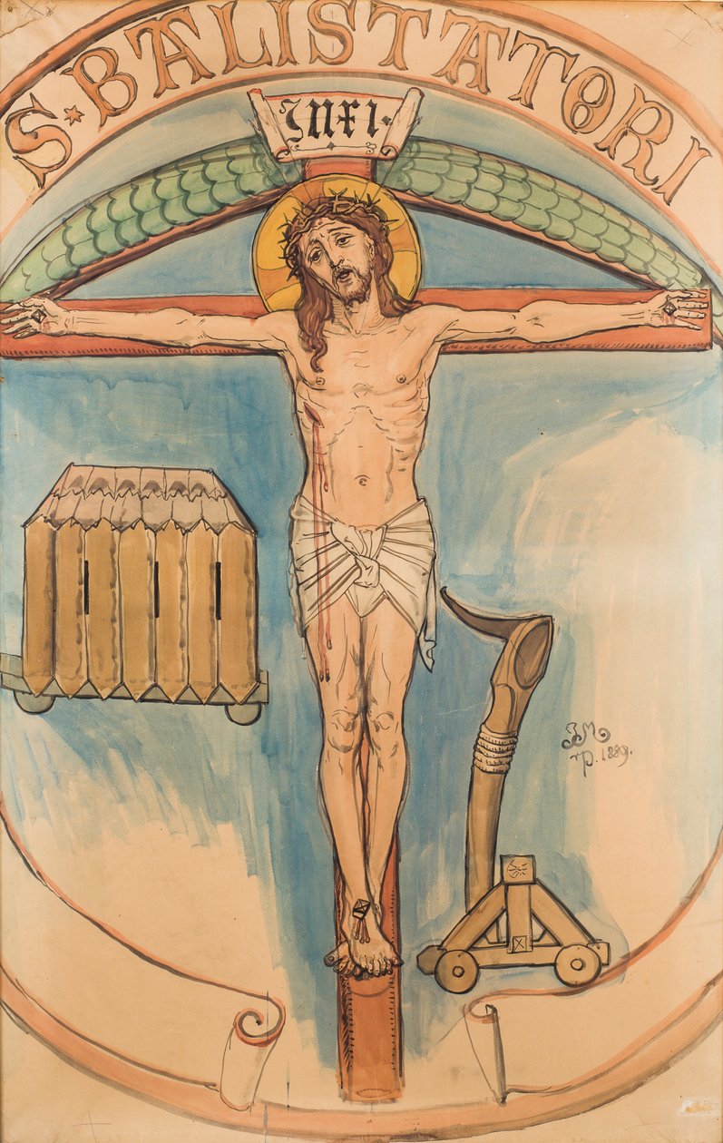 Karton do polichromii Kościoła Mariackiego - Godło łuczników autorstwa Jan Matejko