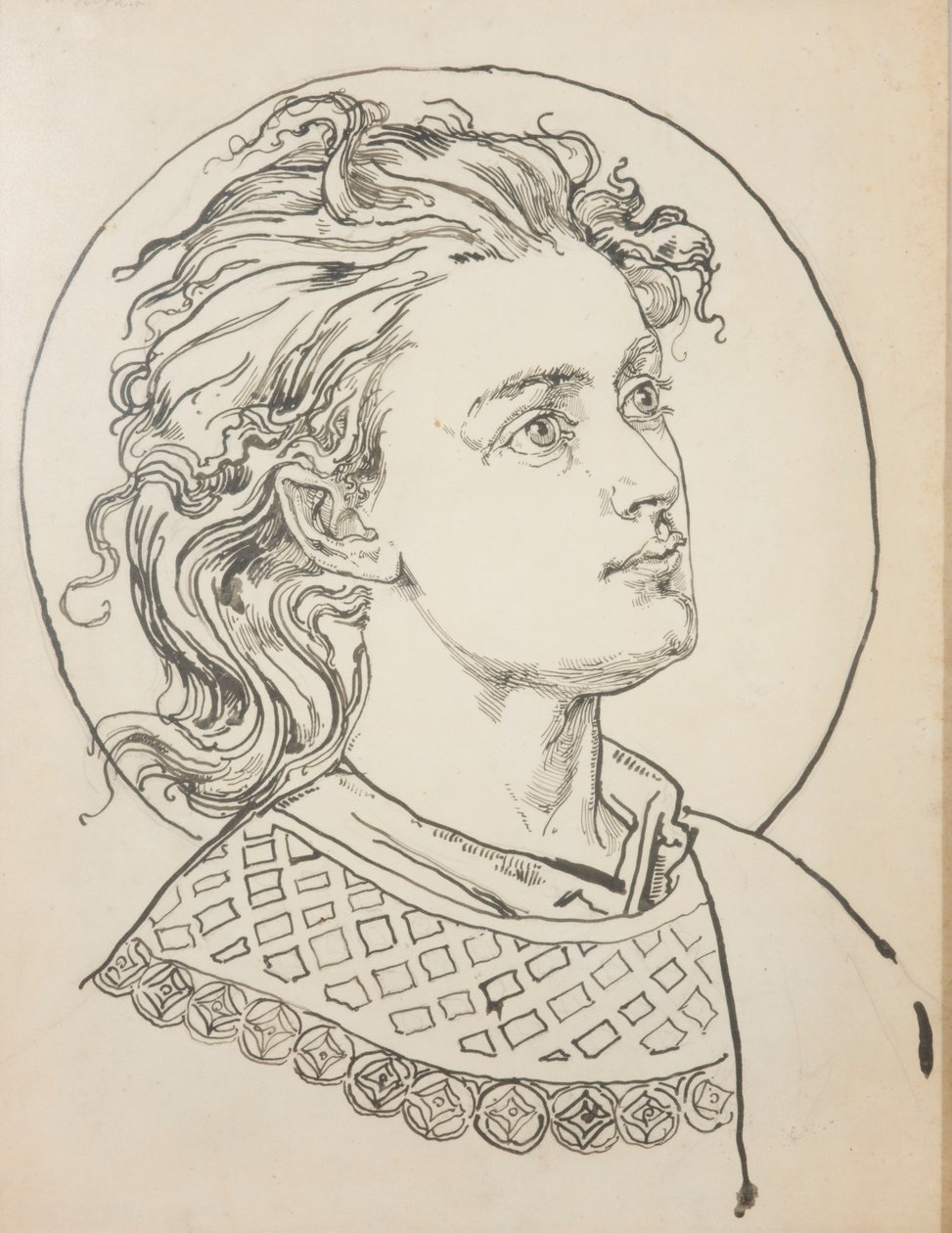 Karton do polichromii Kościoła Mariackiego - Popiersie anioła autorstwa Jan Matejko