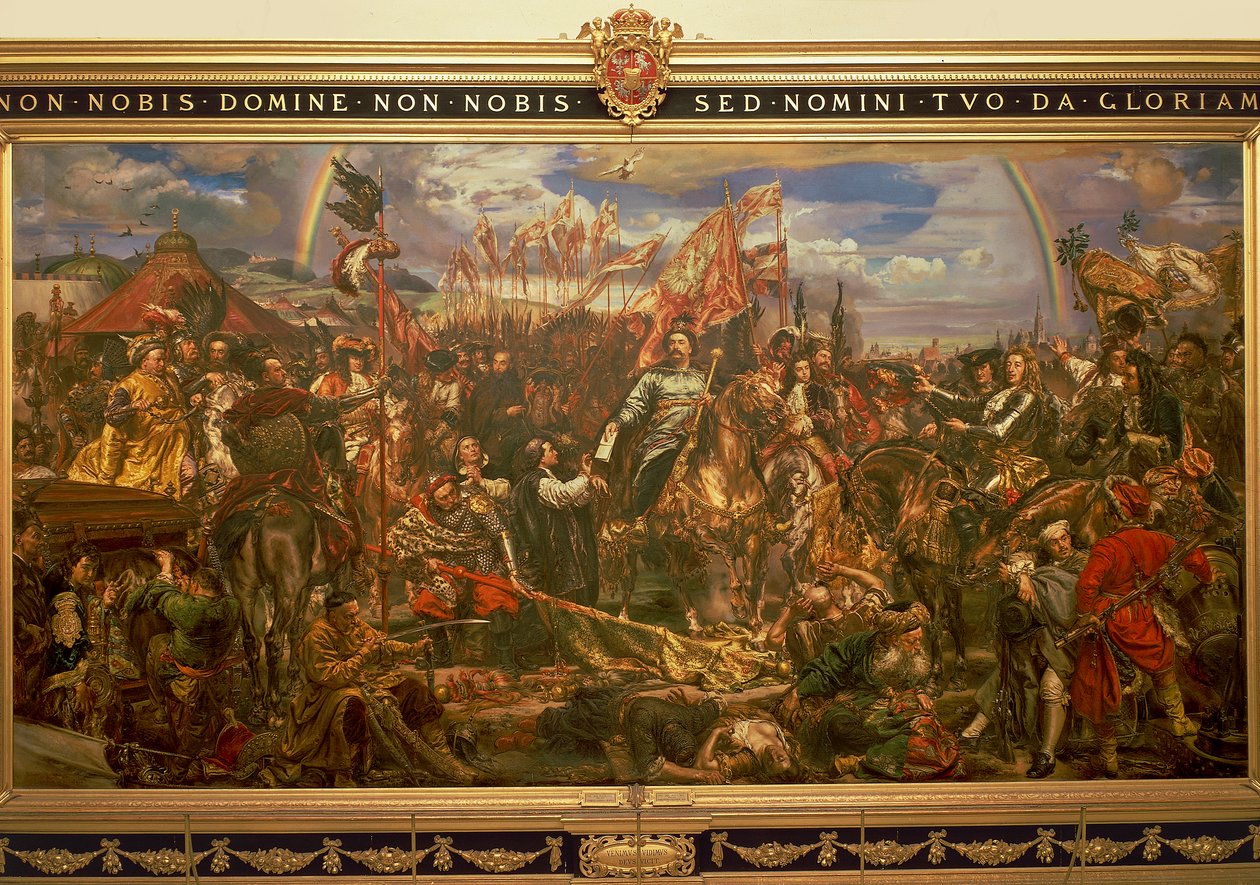 Obraz Jana Matejki lub Jana Mateyki (1838-1893) przedstawiający Jana III Sobieńskiego wyzwalającego Wiedeń i przesyłającego Papieżowi wiadomość o zwycięstwie autorstwa Jan Matejko