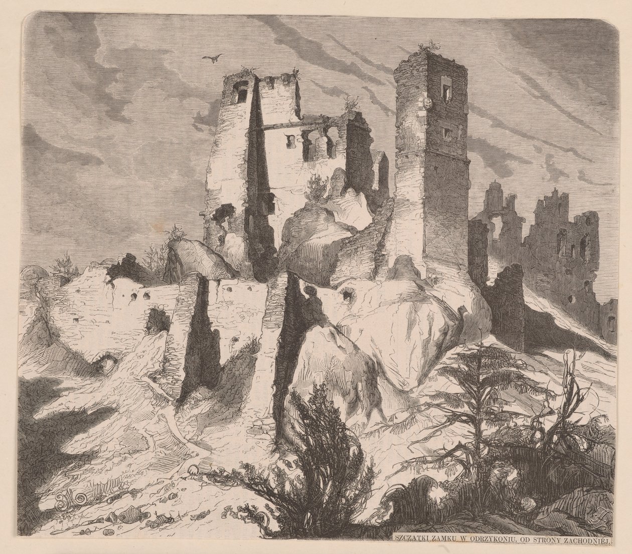 Ruiny zamku w Odrzykoniu, 1865 r. - drzeworyt z rysunku Jana Matejki autorstwa Jan Matejko