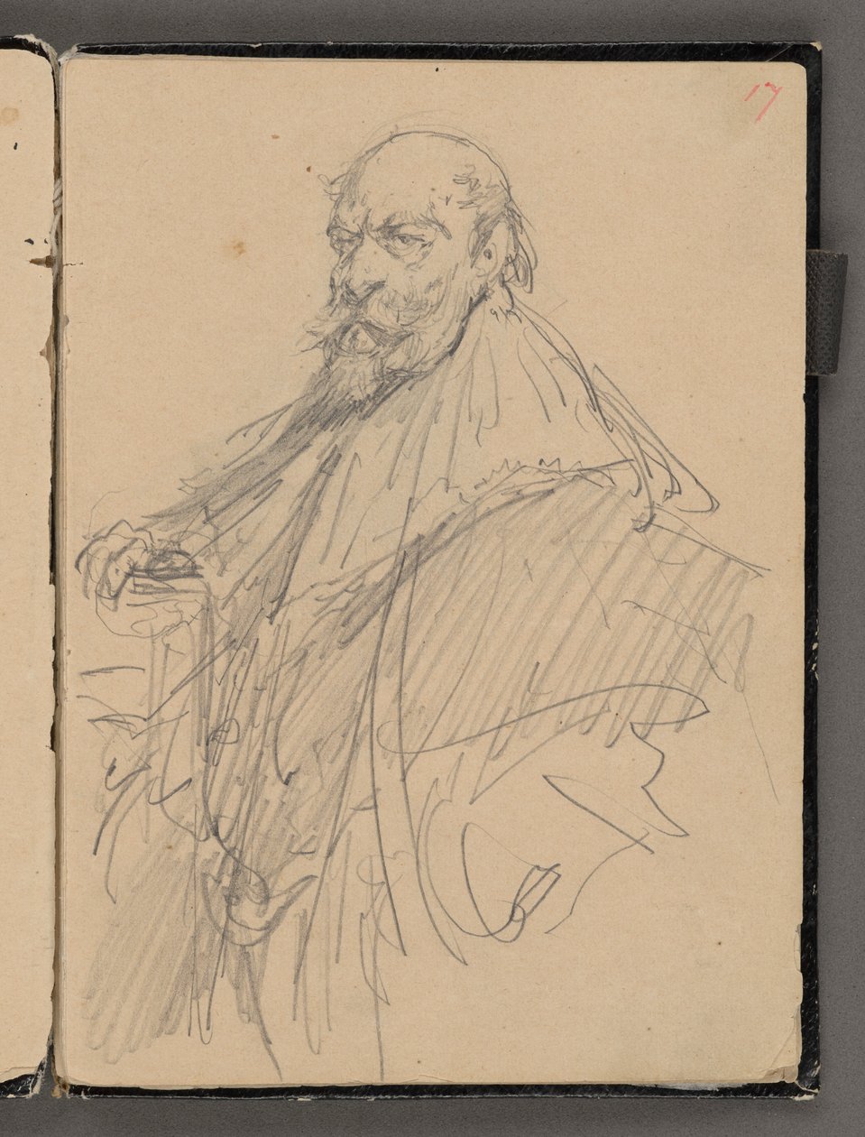 Szkicownik Jana Matejki z lat 1861-1863. Rysunek jednostronny. Awers: szkic postaci mężczyzny w kostiumie historycznym. autorstwa Jan Matejko