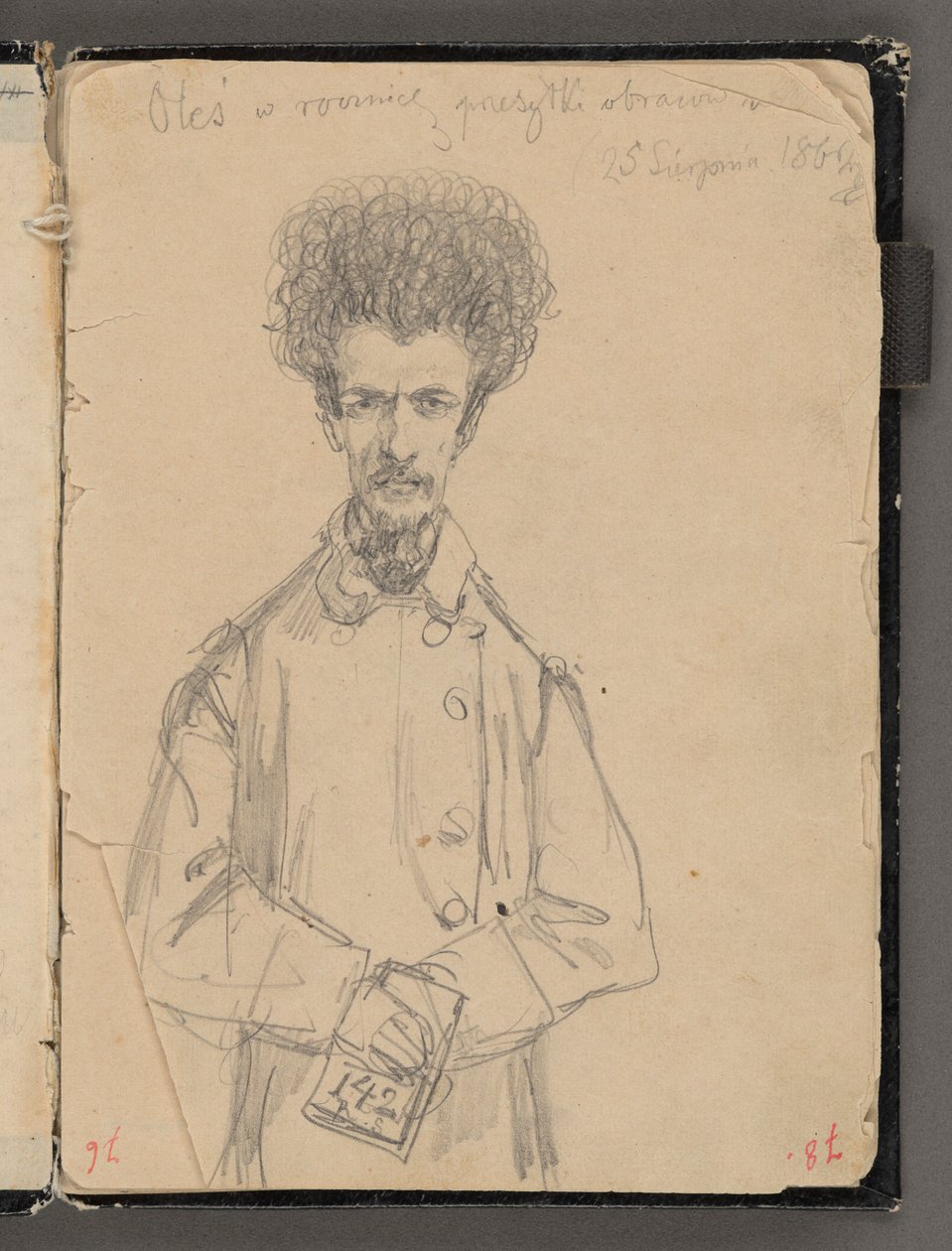Szkicownik Jana Matejki z lat 1861-1863. Rysunek jednostronny. Rewers: Aleksander Gryglewski (¾ postaci). autorstwa Jan Matejko