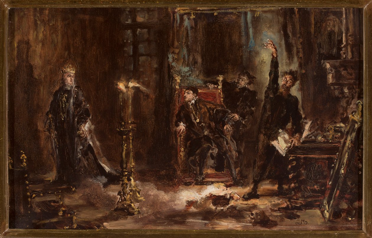 Twardowski wywołujący ducha Barbary przed Zygmuntem Augustem, szkic autorstwa Jan Matejko
