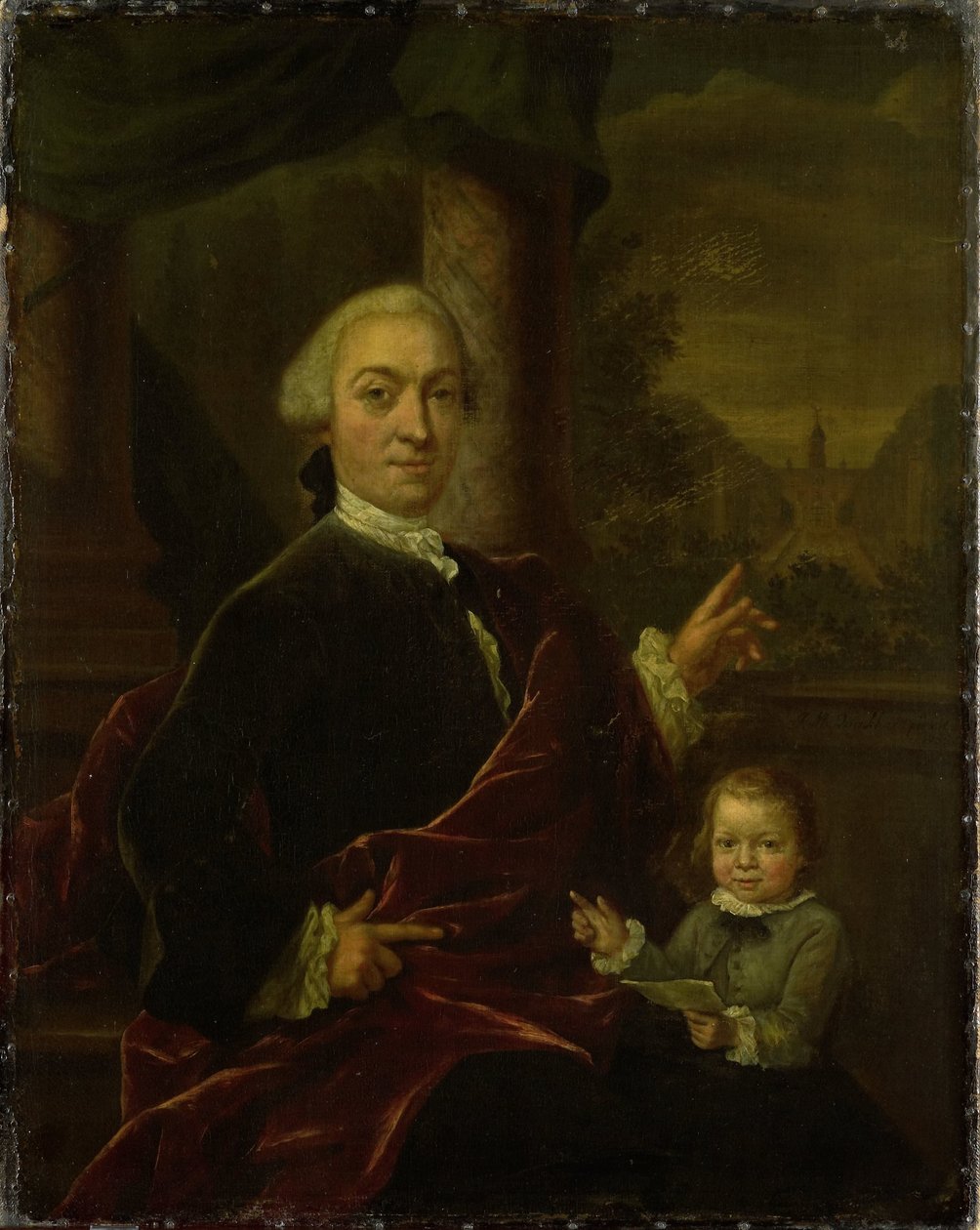 Portret rodzinny Jana van de Poll, bankiera i burmistrza Amsterdamu ze swoim młodym synem Harman autorstwa Jan Maurits Quinkhard