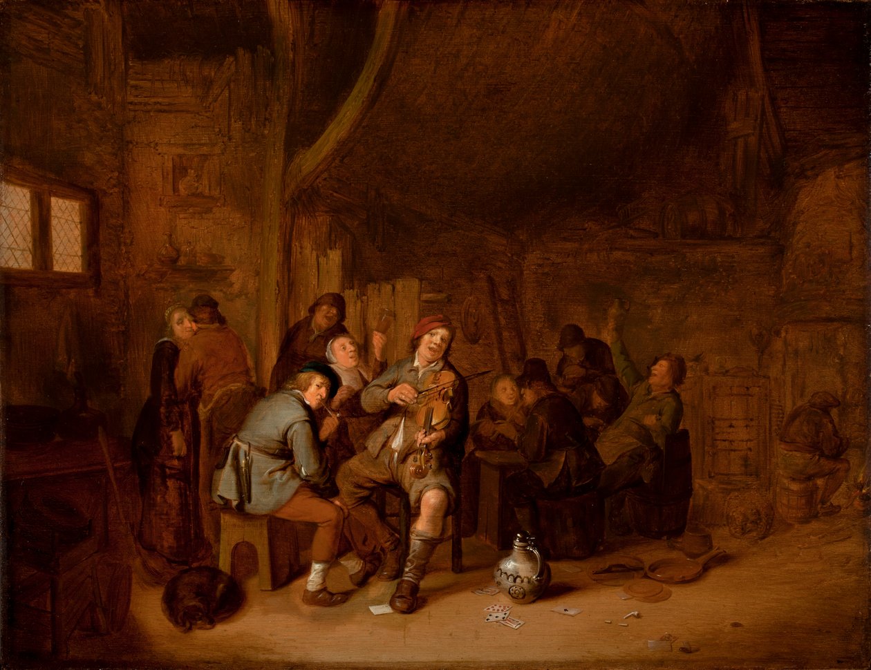 Figurki palące i grające muzykę w karczmie, ok. 1640 (olej na desce) autorstwa Jan Miense Molenaer