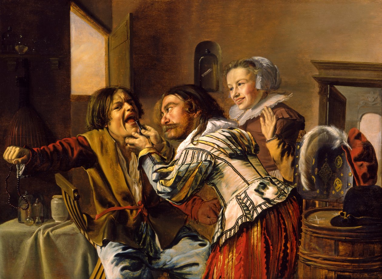 Dentysta, 1629 (olej na kołysce) autorstwa Jan Miense Molenaer