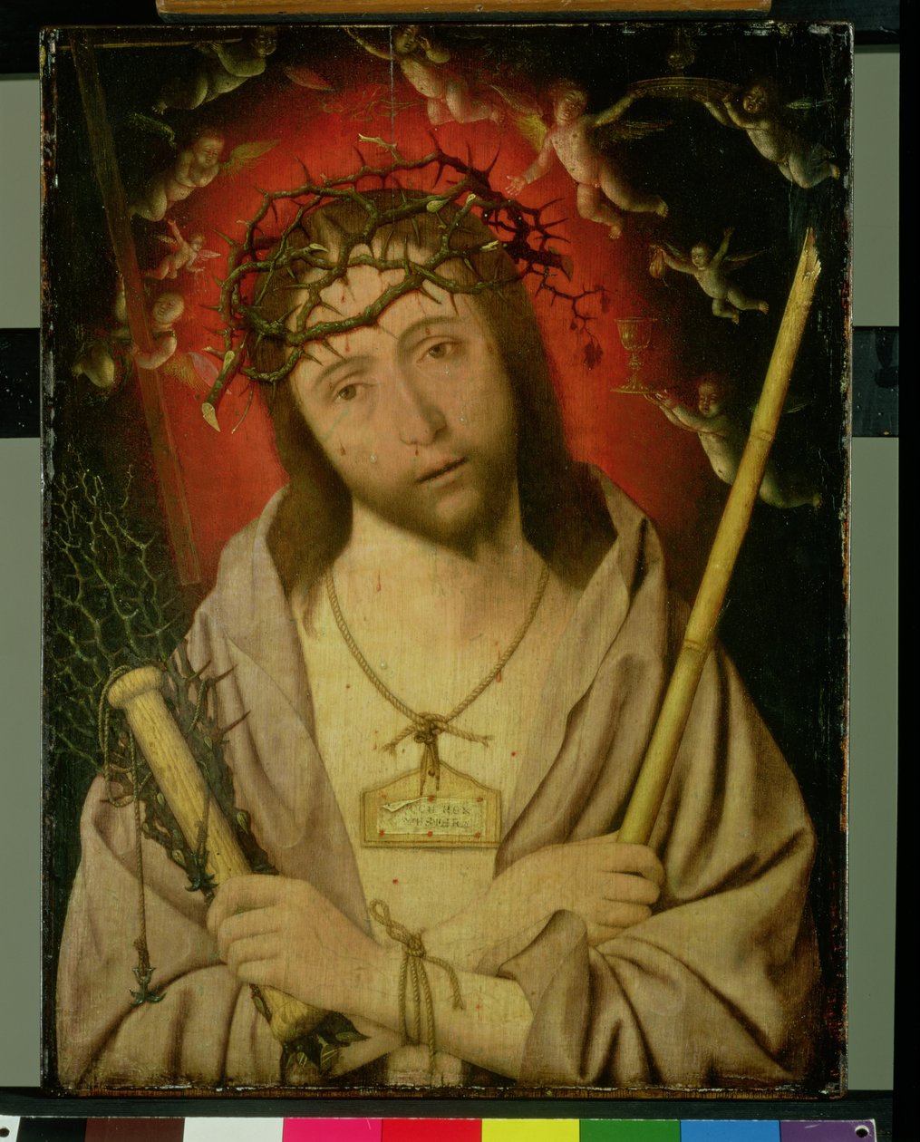 Chrystus jako człowiek boleści (tempera na panelu) autorstwa Jan Mostaert