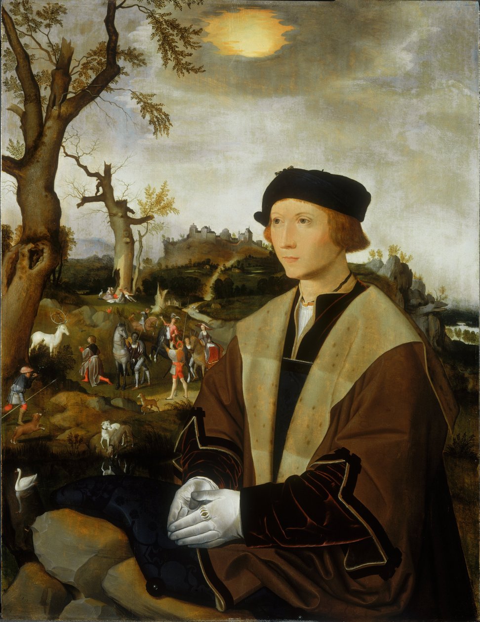 Portret młodego mężczyzny autorstwa Jan Mostaert