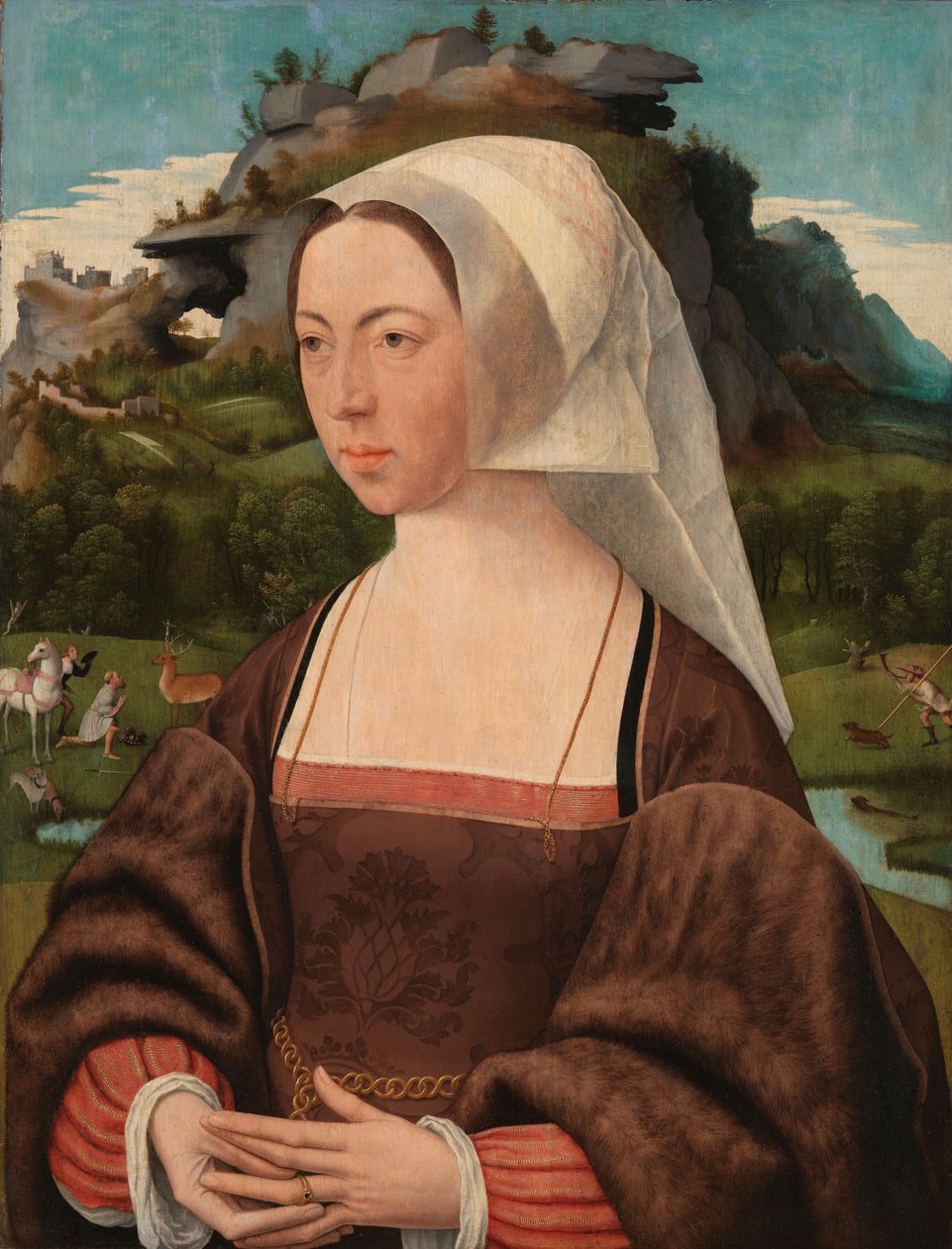 Portret nieznanej kobiety, ok. 1525 (olej na desce) autorstwa Jan Mostaert