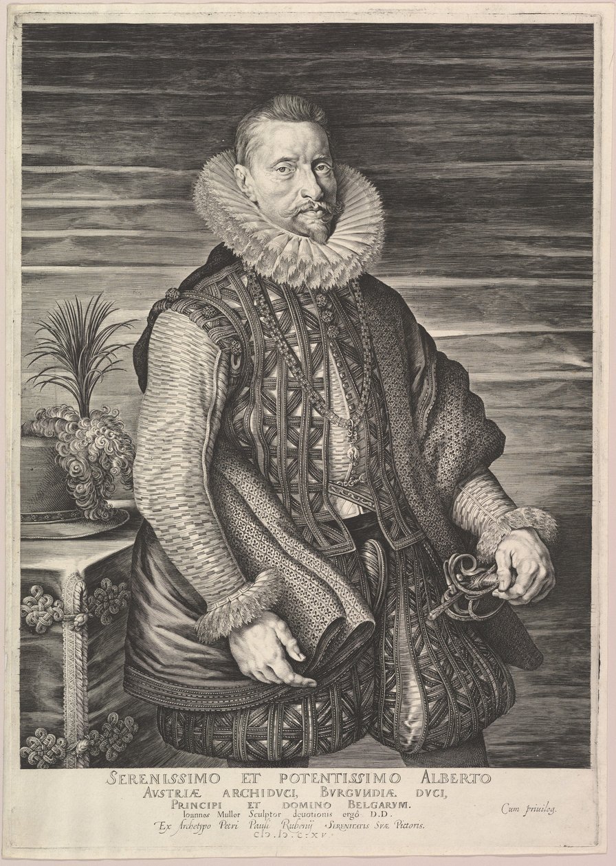 Portret Alberta, arcyksięcia Austrii, suwerena południowej Holandii, 1615. autorstwa Jan Muller