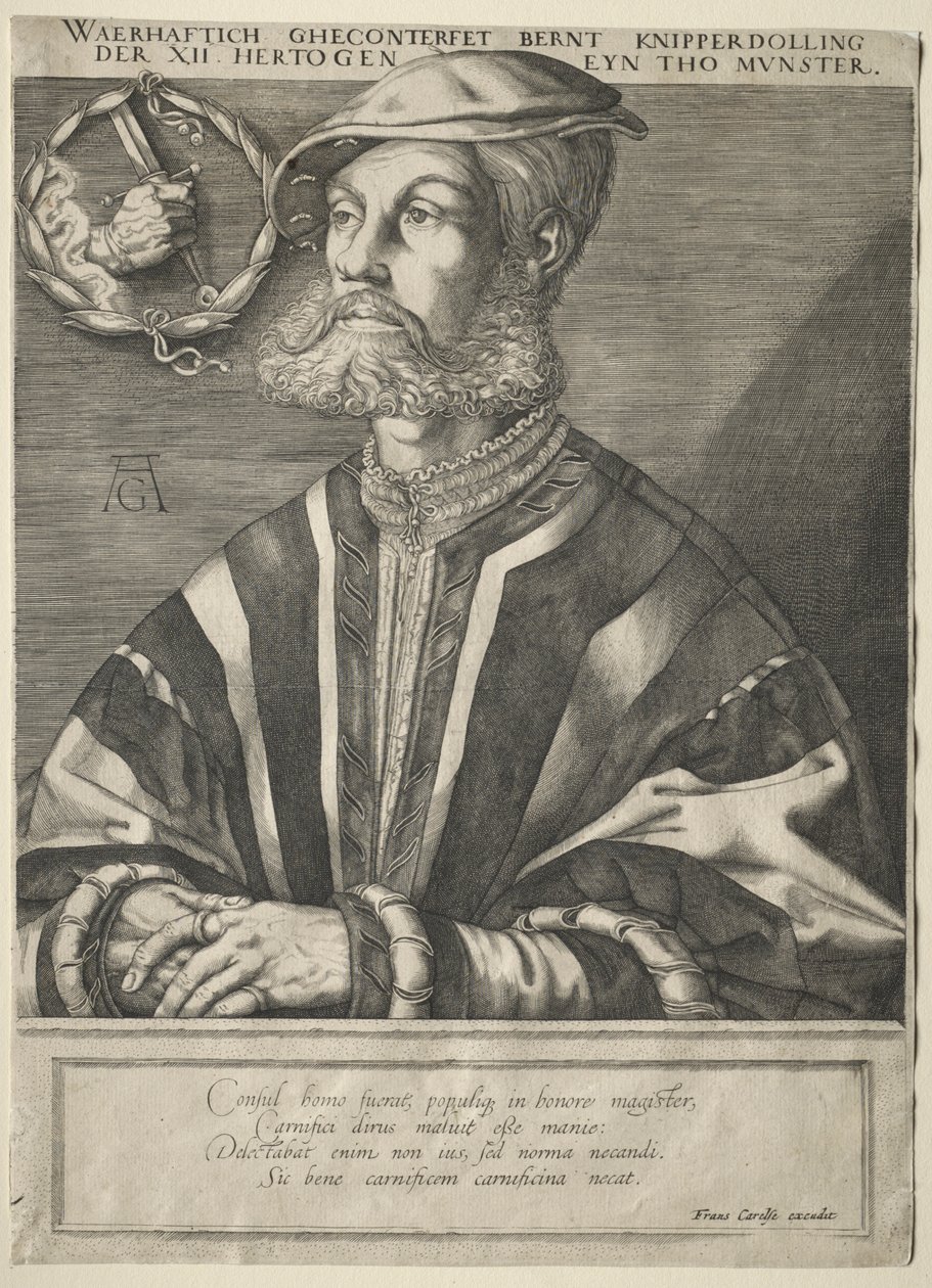 Portret Bernarda Knipperdollinga. autorstwa Jan Muller