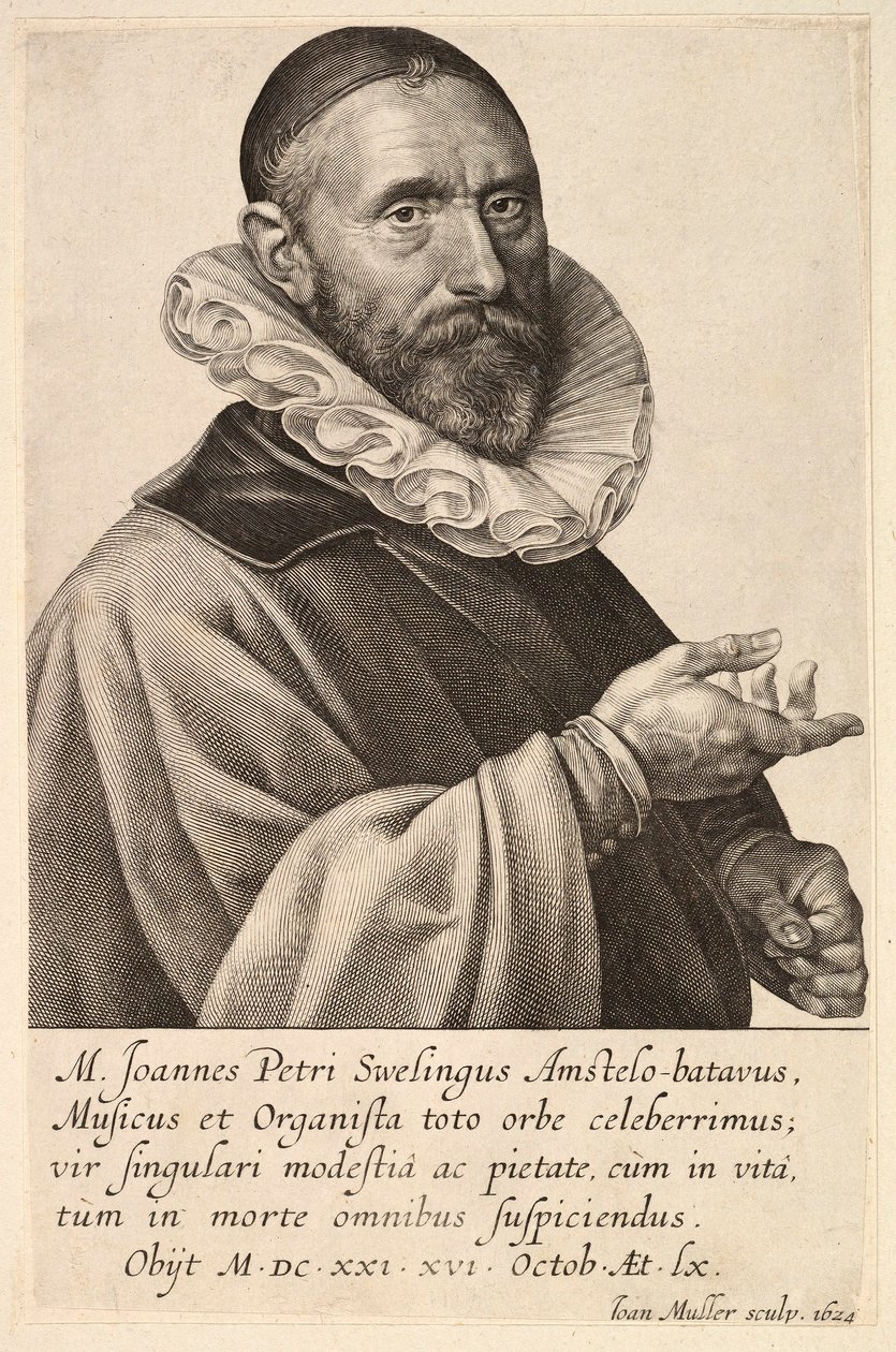 Portret Jana Pietersza Sweelincka, wyd. 1624. autorstwa Jan Muller
