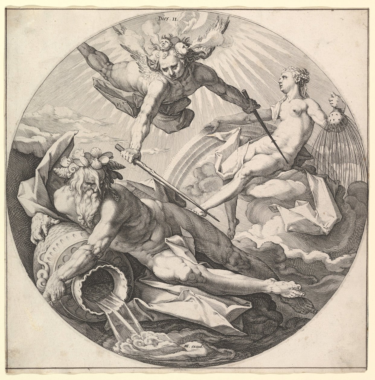 Drugi dzień umiera II, z cyklu Stworzenie świata, ca. 1594. autorstwa Jan Muller