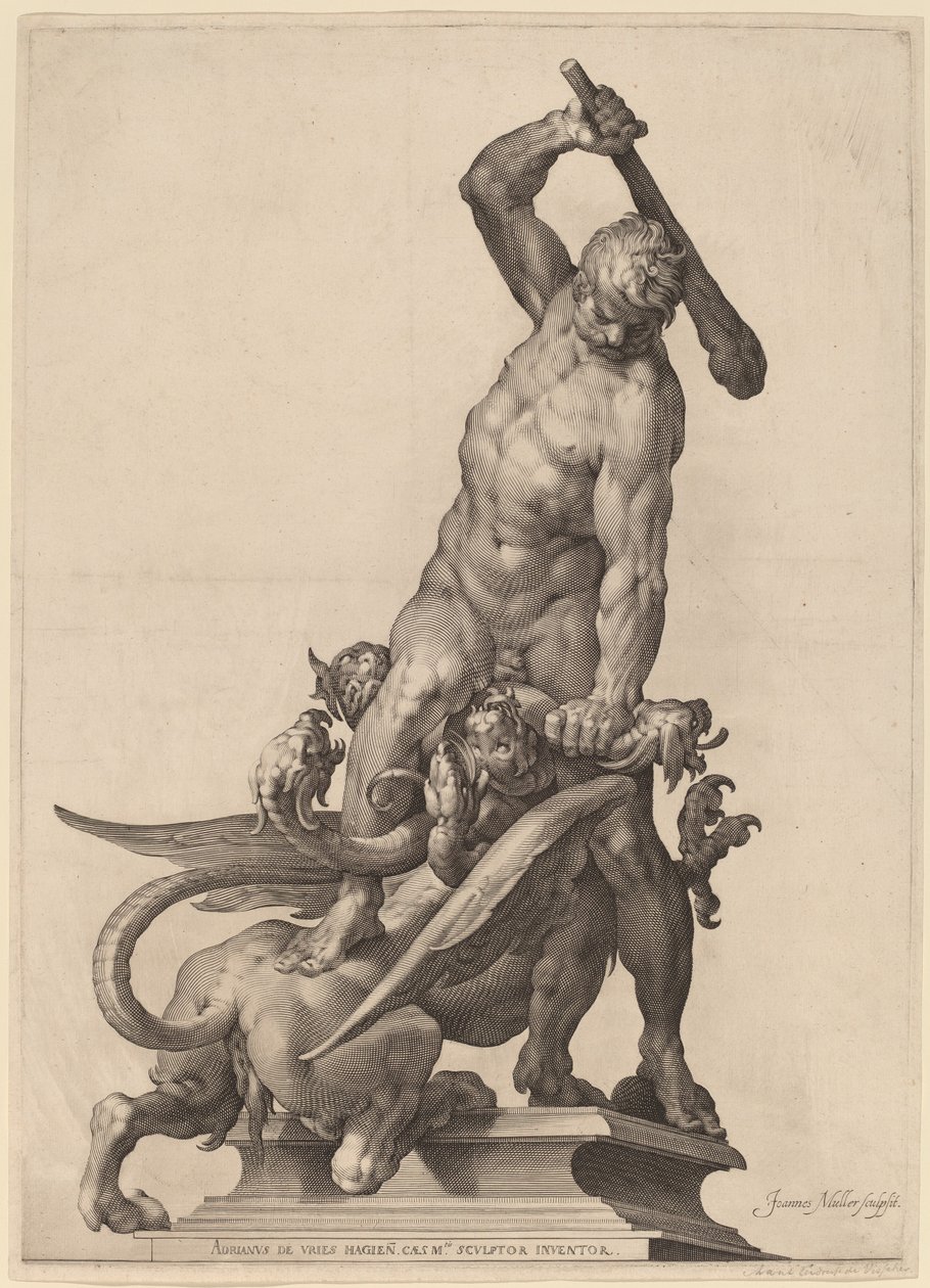 Herkules zabija Hydrę autorstwa Jan Muller after Adriaen de Vries