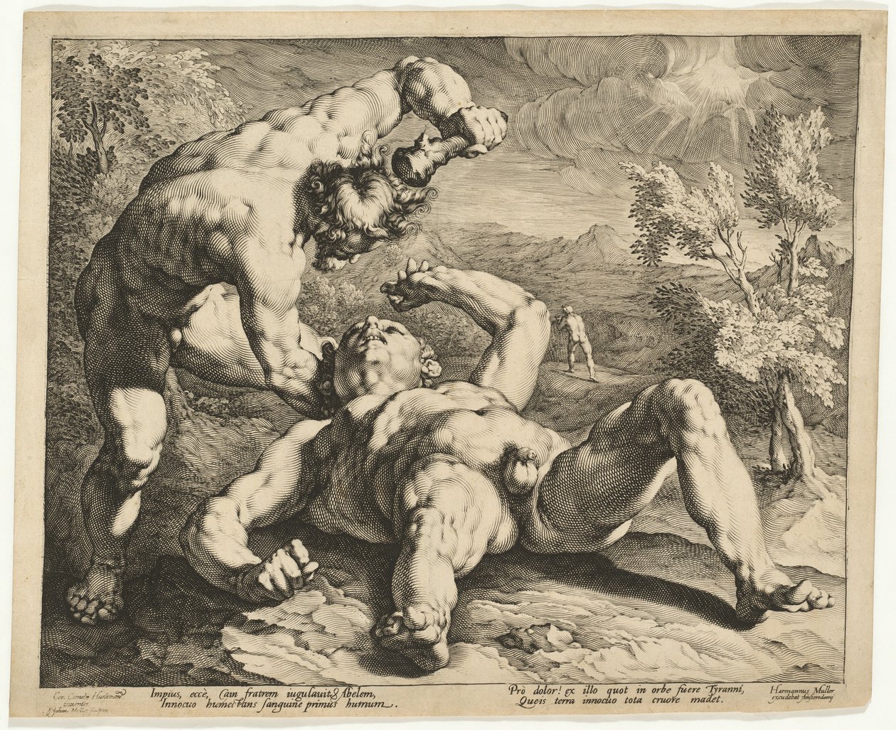Kain zabija Abla autorstwa Jan Muller, after Cornelis Cornelisz van Haarlem