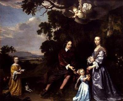 Pieter van der Graaff, jego żona i córki autorstwa Jan Mytens or Mijtens