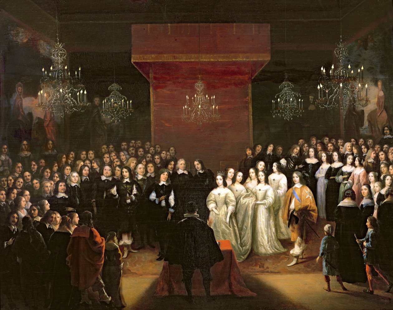 Ślub Fryderyka Wilhelma (1620-88) księcia elektora brandenburskiego i Ludwiki Henriette (1627-67) księżnej Nassau, 1646 autorstwa Jan Mytens or Mijtens