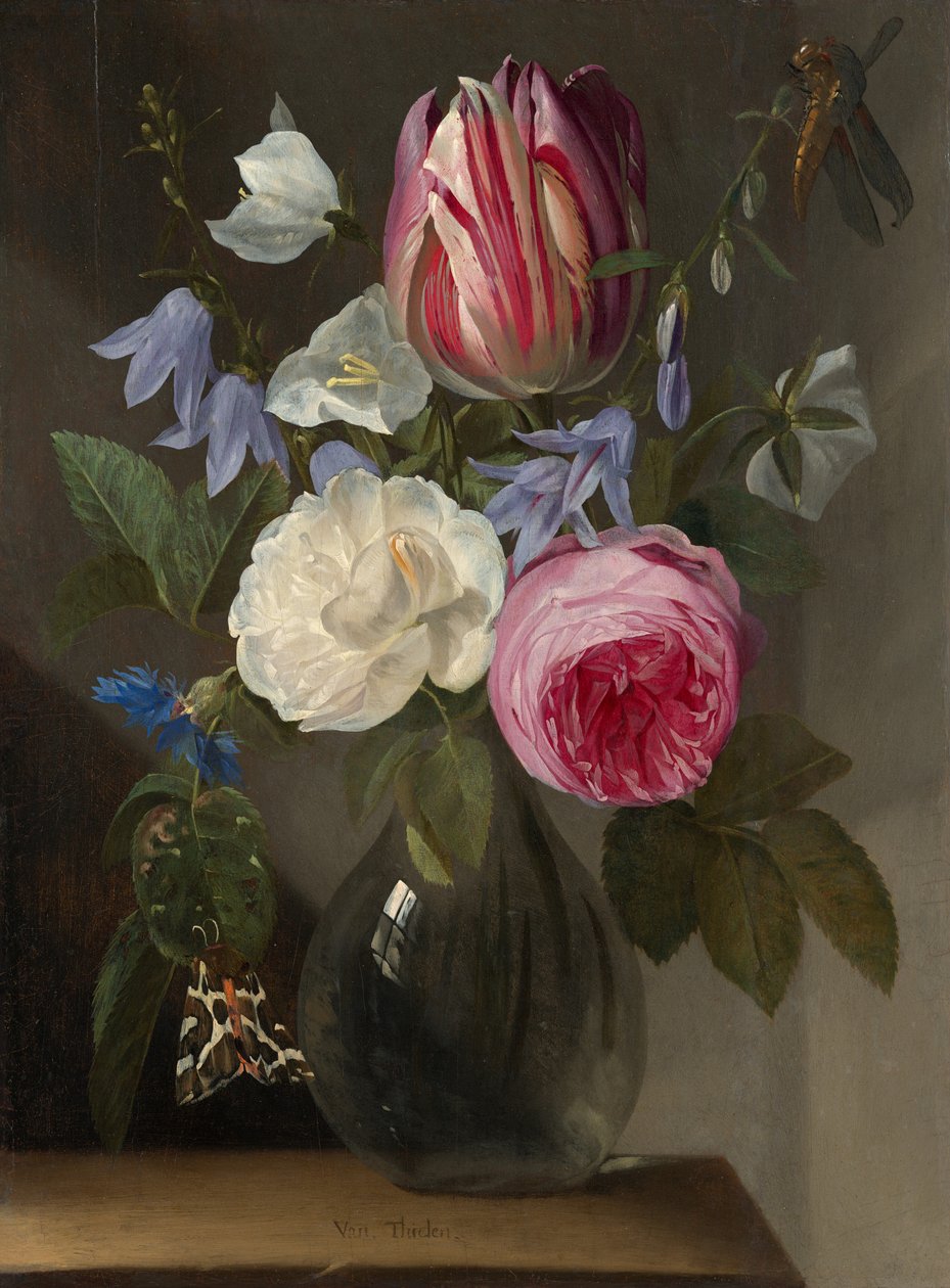 Róże i tulipany w szklanym wazonie, ok. 1930 r. 16501660. autorstwa Jan Philips van Thielen
