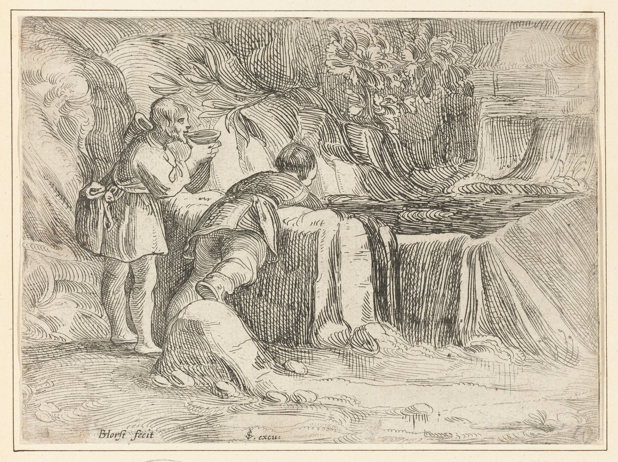 Dwóch mężczyzn przy studni autorstwa Jan Philipsz. van Bouckhorst