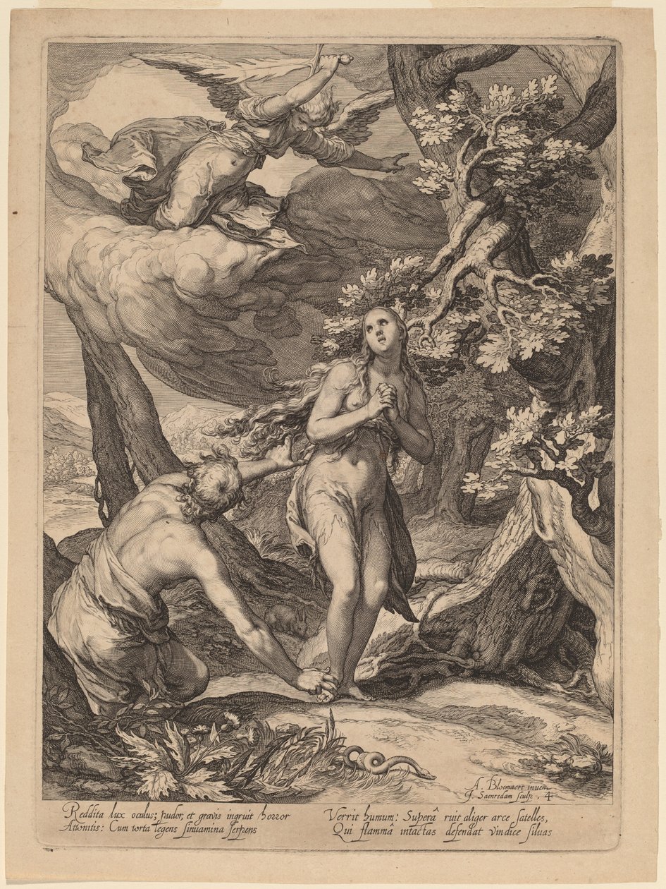 Wypędzenie z Edenu autorstwa Jan Pietersz Saenredam after Abraham Bloemaert