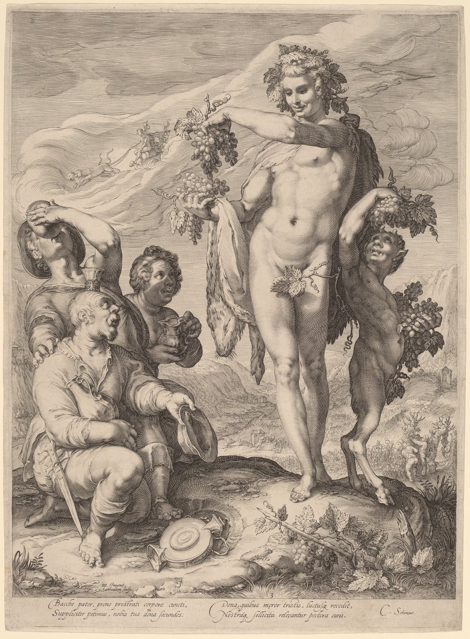 Kult Bachusa autorstwa Jan Pietersz Saenredam, after Hendrik Goltzius