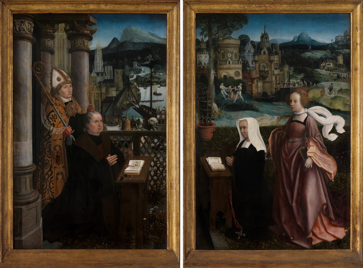 Dawca ze św. Mikołajem i żona dawcy ze św. Godeliwą, ok. 1515-21 (olej na desce) autorstwa Jan Provoost