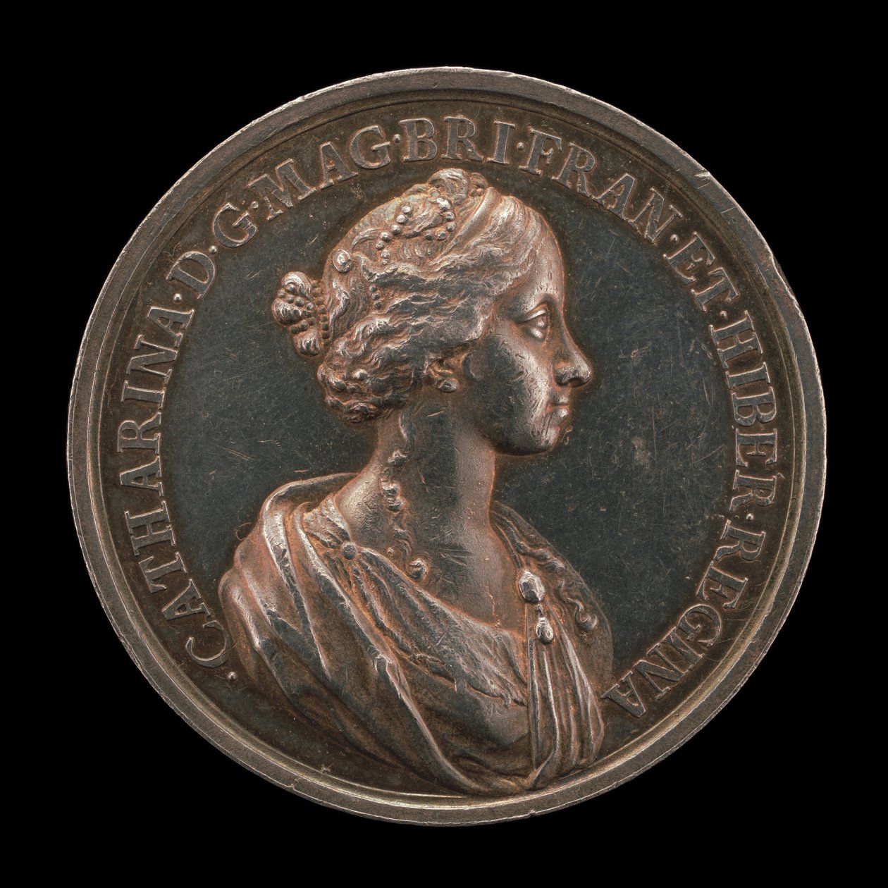 Katarzyna Braganza, 1638-1705, żona Karola II, króla Anglii, 1662 [rewers], 1662. autorstwa Jan Roettiers