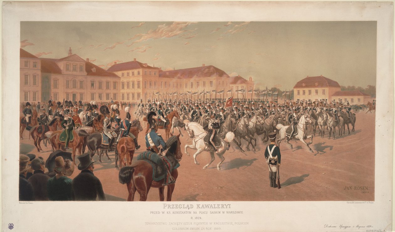 Wielki Książę Konstantyn Pawłowicz Rosji na Przeglądzie Kawalerii na Placu Saskim w Warszawie, 1824 autorstwa Jan Rosen