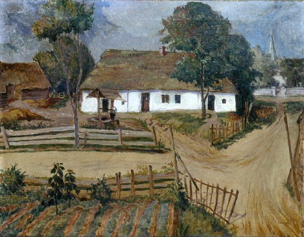 Zagroda, ok. 1925 (olej na płótnie) autorstwa Jan Rubczak