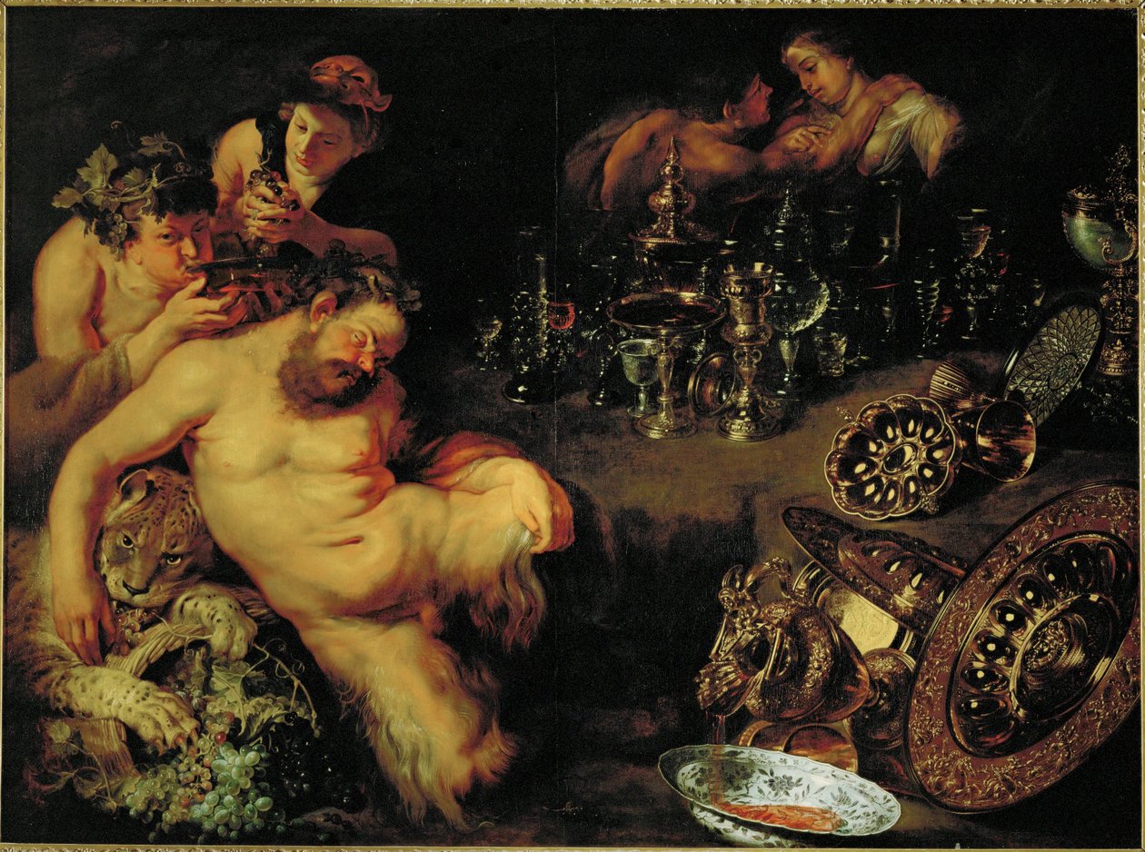 Pijany Silenus (olej na płótnie) autorstwa Jan & Rubens P.P. (1577-1640) Brueghel
