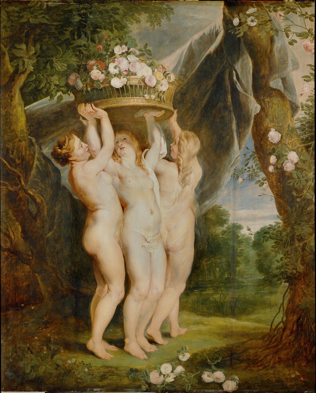 Trzy Gracje (olej na płótnie) autorstwa Jan & Rubens P.P. (1577-1640) Brueghel