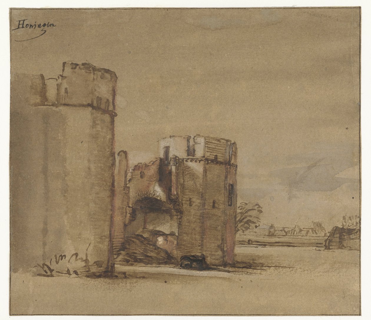 Widok na zamek Honingen w pobliżu Rotterdamu autorstwa Jan Ruyscher (attributed to)